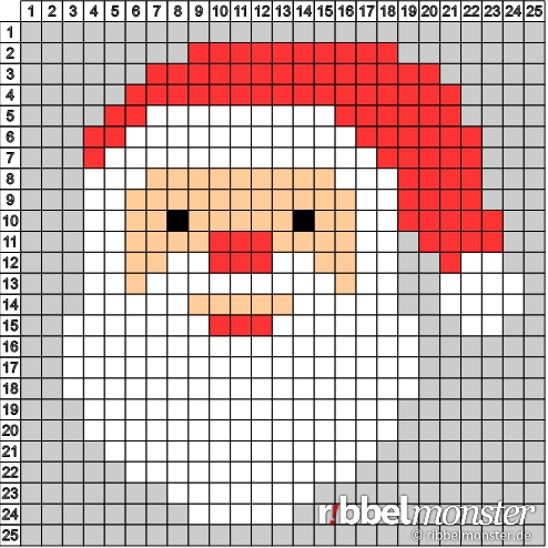 Pixel Pattern – “Santa Clause” – 25×25