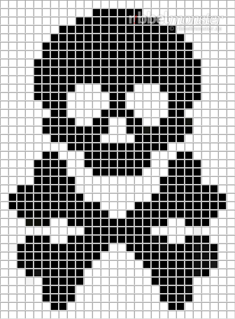 Pixel Pattern – Skull with Bones – 28×38